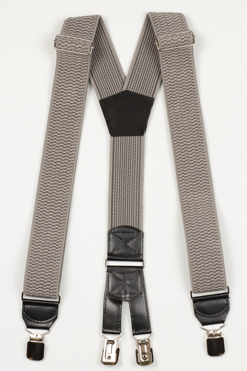 Підтяжки дорослі чоловічі широкі однотонні York Y40 Top Gal середньо-сірі, фото 1