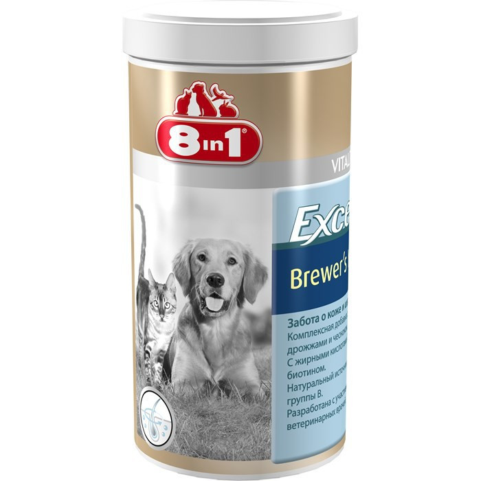 8in1 Вітаміни для шкіри та шерсті Brewers Yeast 140таб