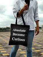 Женская сумка-шоппер текстильная с надписью "ABC" черная