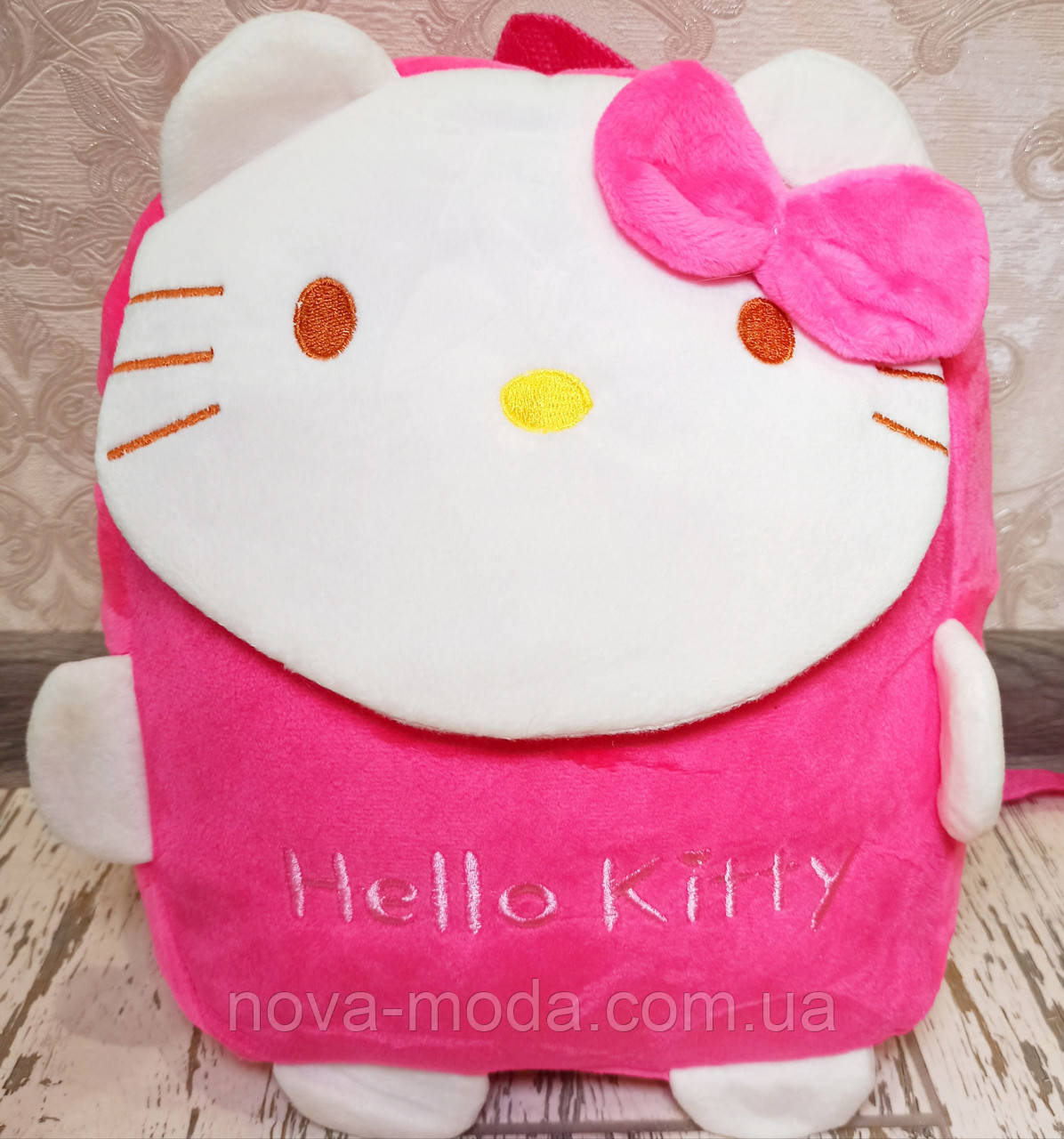Рожевий дитячий плюшевий рюкзак для дівчинки Хеллоу Кітті (Hello Kitty), дошкільний рюкзак-іграшка