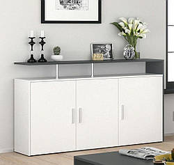 Тумба під телевізор 160 см з Ламінованого ДСП Тридверний комод для спальні з 6 полицями для зберігання речей