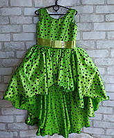 Детское нарядное платье для девочки Шлейф горох 5-6 лет, салатового цвета