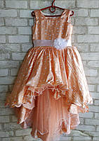 Детское нарядное платье для девочки Шлейф горох 5-6 лет, персикового цвета