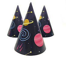 Ковпачки, ковпаки святкові карнавальні 16 см "Космос" -
