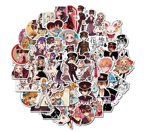 Набір вінілових наклейок стикерів Стикерпак Аніме Ханако кун стикеромбінг на автотелефон ноутбук стіну 50 шт., фото 1