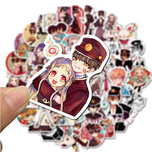Набір вінілових наклейок стикерів Стикерпак Аніме Ханако кун стикеромбінг на автотелефон ноутбук стіну 50 шт., фото 3
