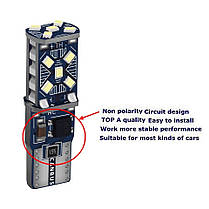 Світлодіодна лампа для стайлінгу автомобілів, задній хід W5W T10 4 Вт Canbus 15SMD-2016 LED12 В, фото 4