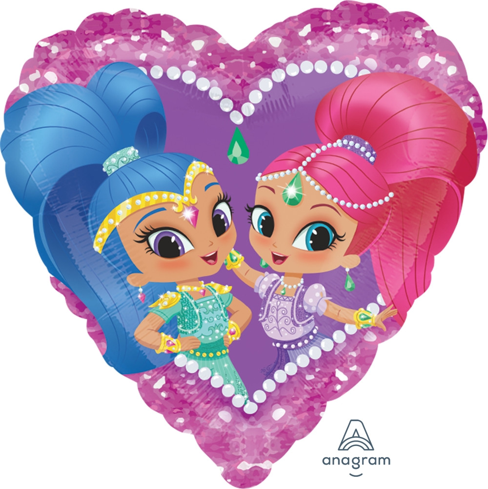 Shimmer & Shine дівчатка-джини фольгований квадрат або серце на вибіір 45 см з гелієм