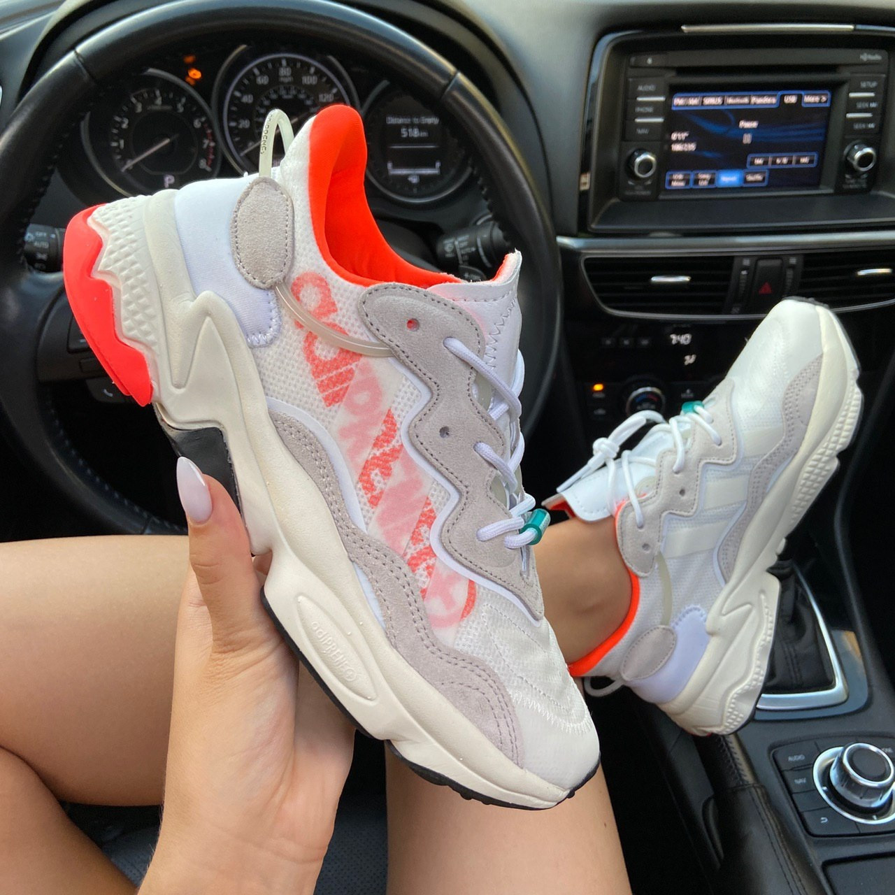 Жіночі кросівки Adidas Ozweego Adiprene White/Orange, жіночі кросівки адідас озвиго, фото 1