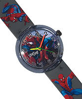 Детские наручные часы Человек Паук, Спайдермен (Spider-Man) для мальчика, серые, круглые, арабская цифра