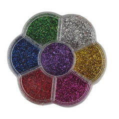 Блискітки глитер 7 кольорів для нігтів для обличчя в коробочці квіточка Творчість