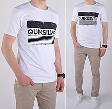 52,56. Чоловіча біла футболка з принтом на грудях / Стрейч-коттон, Узбекистан, Fazo-R™