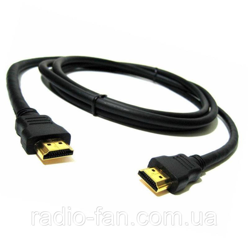 Шнур HDMI (штекер — штекер) v.1.4, діам.-6мм, 3 м, чорний