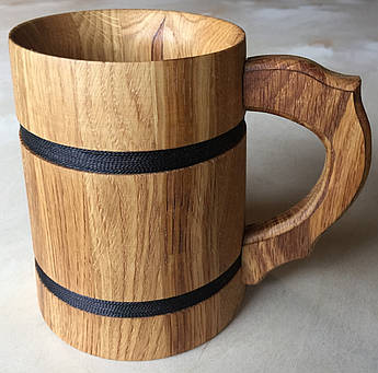 Дерев'яний пивний кухоль ручної роботи зі світлим відтінком дерева 0.5 л | Кружка для пива з карпатського дерева