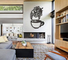 Дерев'яна картина Сова на чашці