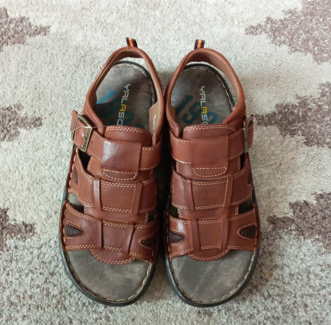 Чоловічі босоніжки сандалії екошкіри класичні коричневі, фото 1