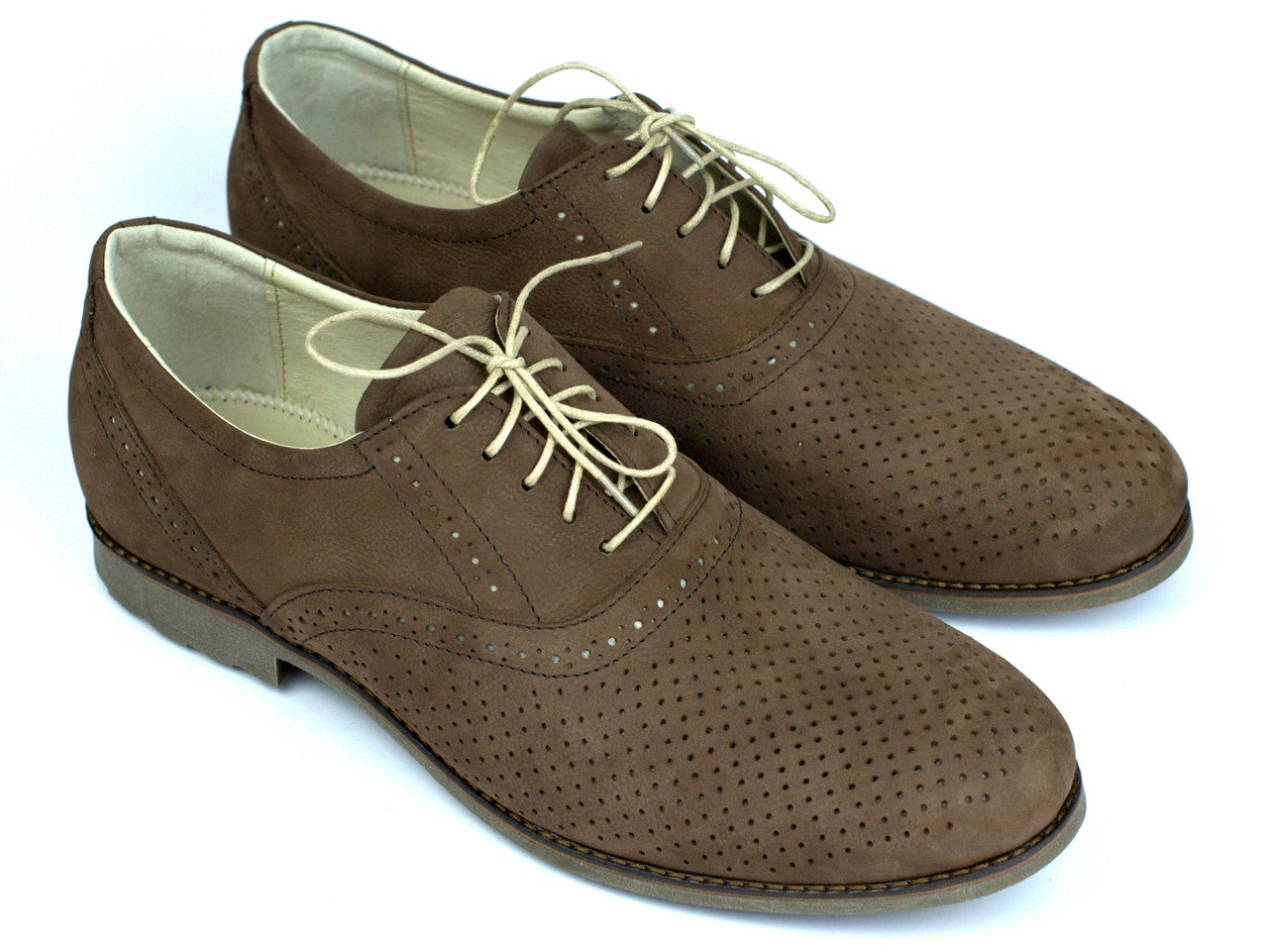 Взуття великих розмірів чоловіча літні м'які коричневі туфлі нубук Rosso Avangard BS Romano Brown NUB Perf, фото 1