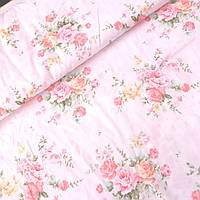 Ткань сатин розы в букетах на светло-розовом, ш. 160 см