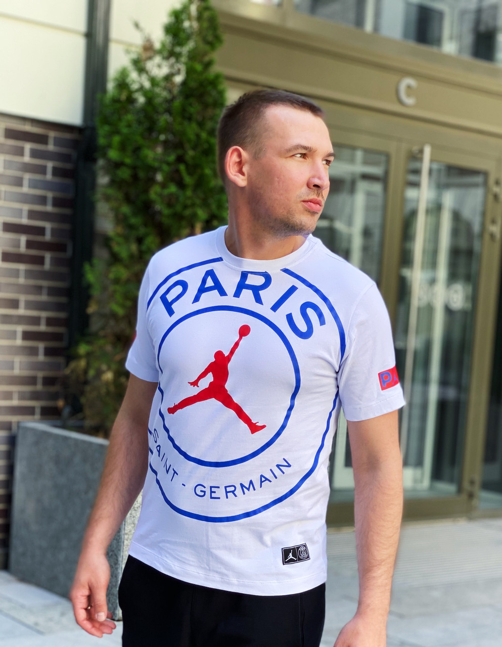 Футболка чоловіча Air Jordan PSG / CLO-132 (Розміри:S,M,L), фото 1