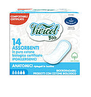 Гігієнічні анатомічні прокладки в індивідуальних упаковках без крилець Vivicot Bio , 14 шт