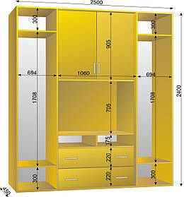 Шафа-купе ТВ-4 2500х450х2400 тм Ексклюзив