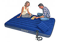 Комплект надувной матрас двухспальный, насос и две подушки Intex 64765, 152 х 203 х 25 см.