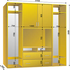 Шафа-купе ТВ-4 2700х600х2400 тм Ексклюзив
