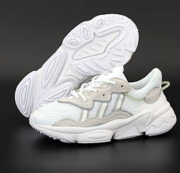 Женские кроссовки Adidas Ozweego белые рефлективные. Фото в живую. топ
