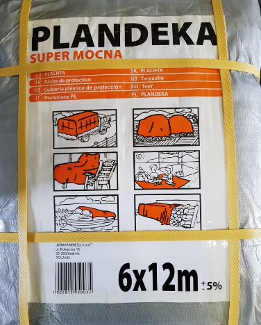 Тент Plandeka Super Mocna 6х12 срібний металік