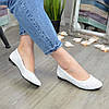 Балетки шкіряні на низькому ходу, колір білий, фото 3
