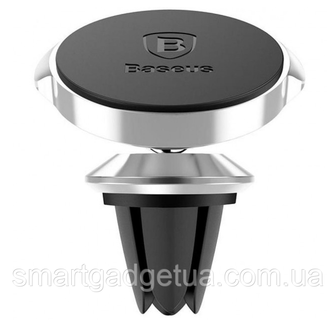 Оригінальний Магнітний Автомобільний утримувач Baseus Vertical Magnetic Bracket Leather Type Silver