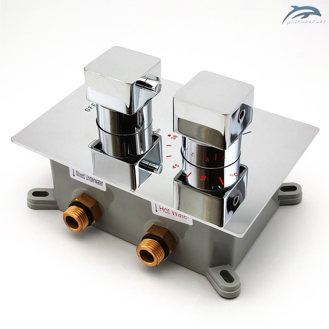 Термостатичний змішувач прихованого монтажу KVTB-03 з перемикачем на 3 режиму роботи. 