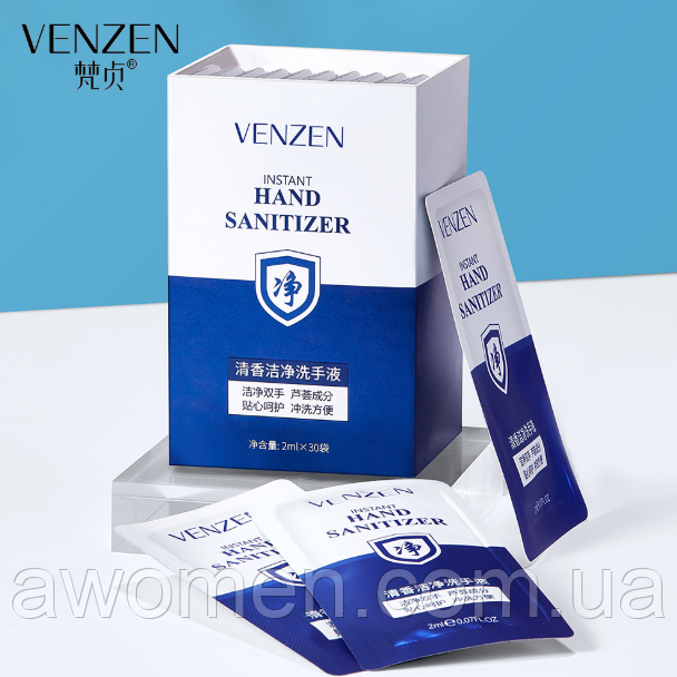 Упаковка дезінфікувальний засіб для рук Venzen Hand Sanitizer 2ml (30 штук)