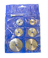 Набір пильних дисків на гравер HSS 6шт Хвостовик 3,2мм. Утримувач