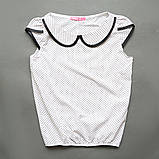 Блузка з коротким рукавом, для дівчинки, біла в горошок, Julia, SmileTime, фото 2