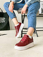Кросівки Nike Air Force Red Sage жіночі. Кросівки Найк Аір Форс Блек Сажа червоні з білою підошвою., фото 3