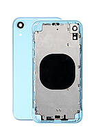 Корпус Iphone XR,голубой,с держателем SIM-карты,с боковыми кнопками OEM