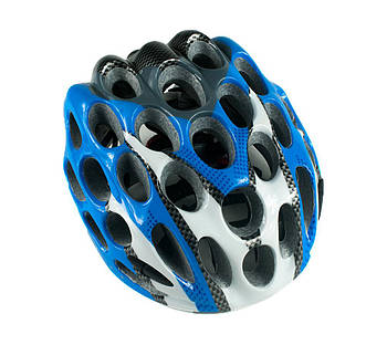 Велосипедний шолом синій з білим, Велошолом з регулюванням під розмір М, L