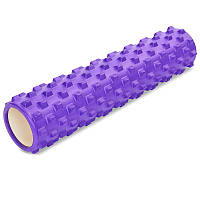 Валик массажный 60х14 см Special Massage Roller PRO (роллер, валик ребристый для точечного массажа) фиолетовый