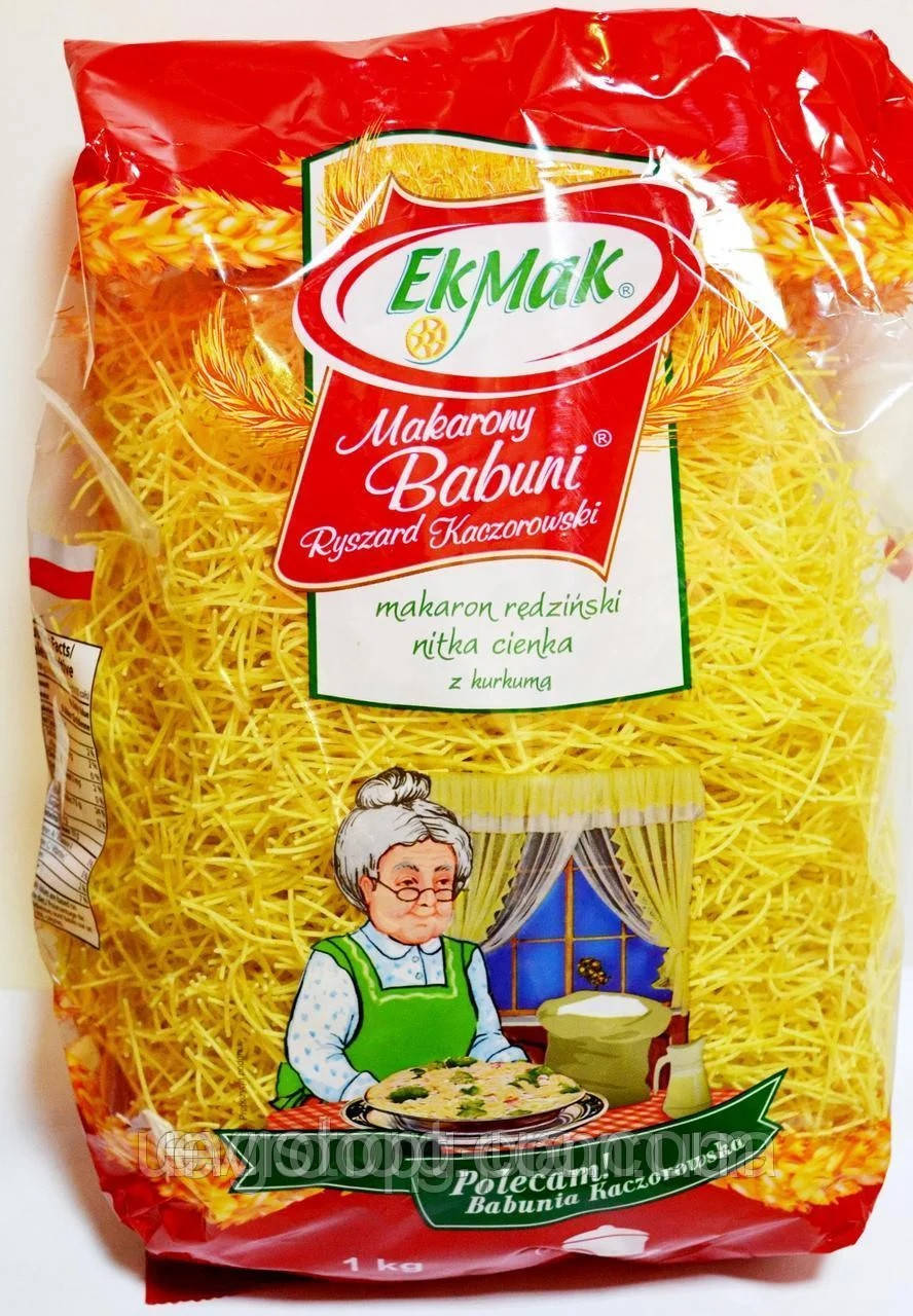 Макарони вермішель Nitka cienka EkMak Makarony Babuni Ryszard Kaczorowski Redzinski 1 kg., фото 1