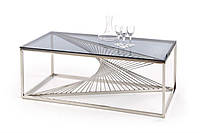 Стол журнальный INFINITY 120/60/45 cm, прозрачное стекло/металл серебро