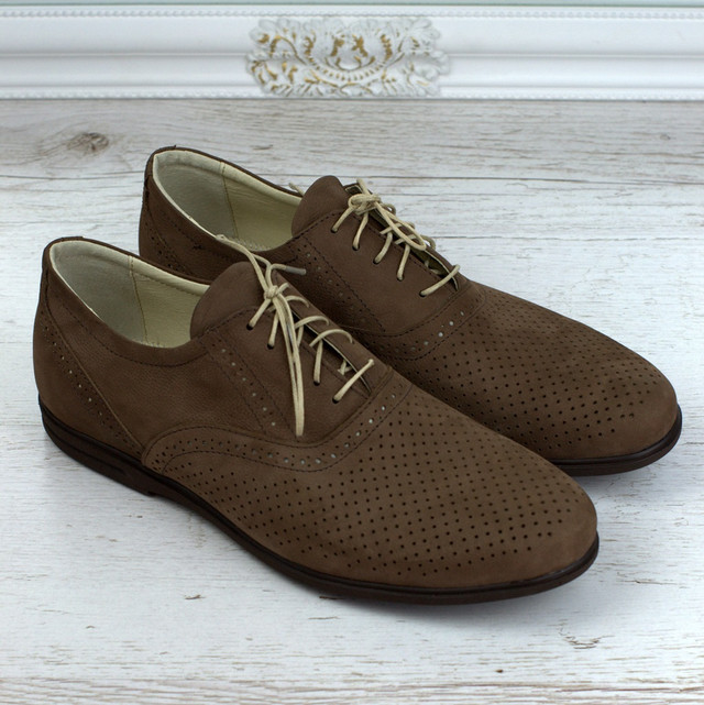 Взуття великих розмірів чоловіча літні м'які коричневі туфлі нубук Rosso Avangard BS Romano ASF Brown NUBPerf