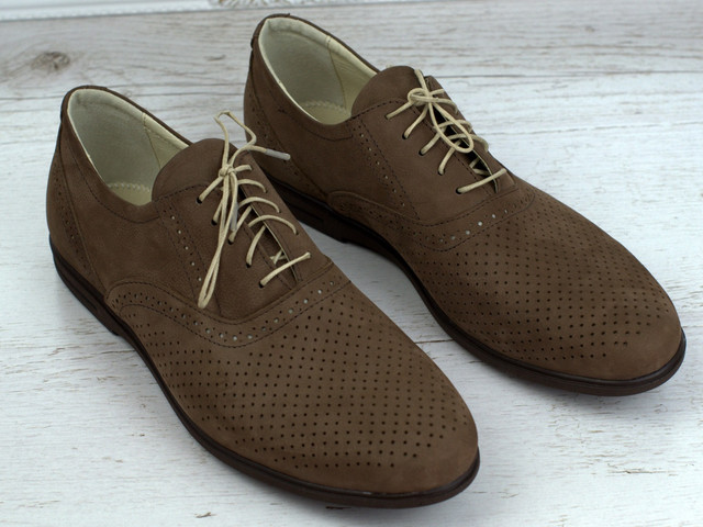 Взуття великих розмірів чоловіча літні м'які коричневі туфлі нубук Rosso Avangard BS Romano ASF Brown NUBPerf