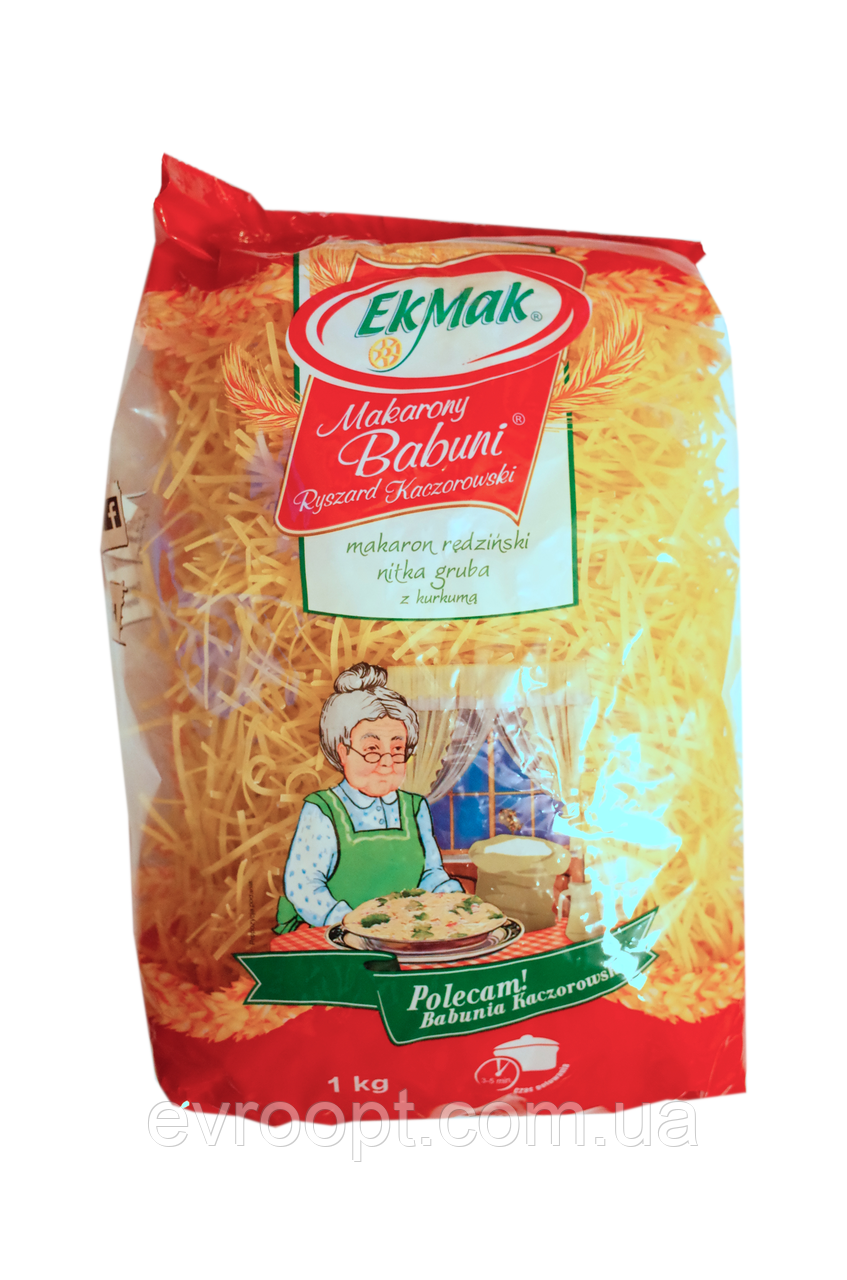 Макарони EkMak Babuni нитка груба з куркумою, 1кг., фото 1