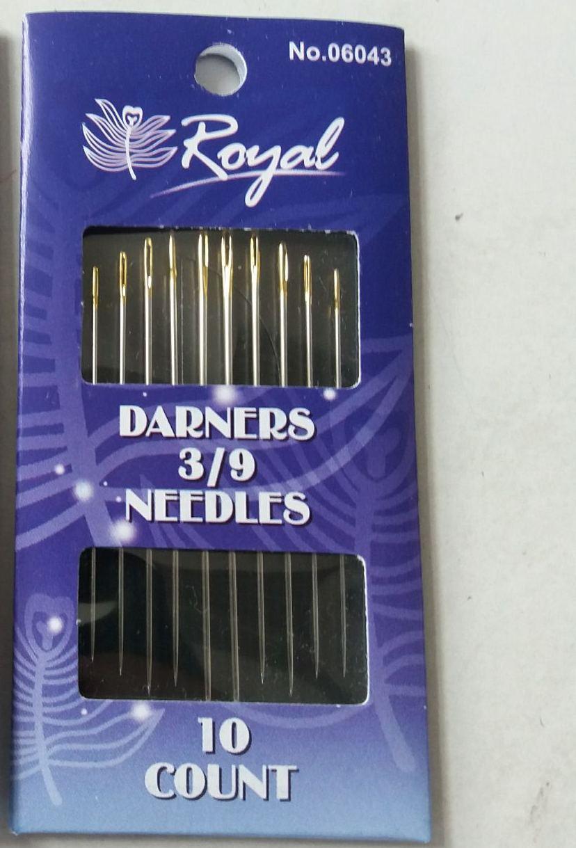 Голки ручні для штопки із золотим збільшеним вушком Royal Darners, розмір 3/9,10 шт., фото 1