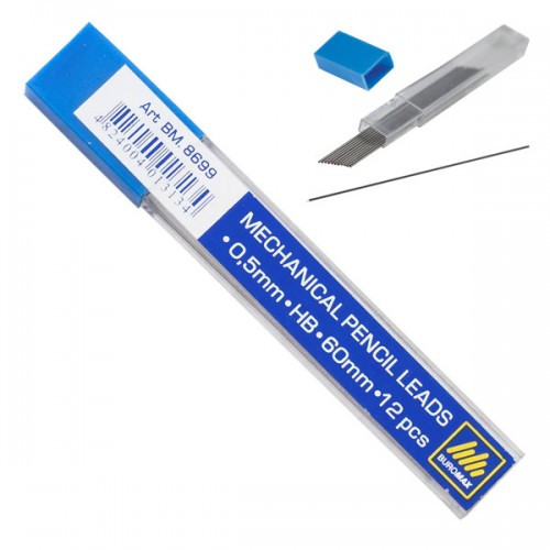 Набір грифелів до механічного олівця НВ Buromax 12 шт (BM.8699), фото 1