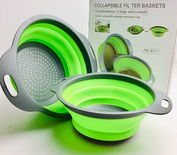 Друшляк силіконовий складаний великий + маленький Collapsible filter bassets JM-611 (54 шт./ясть)