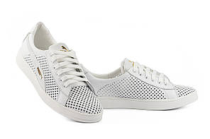 Женские кеды кожаные летние белые Yuves 10 White Перфорация, фото 2