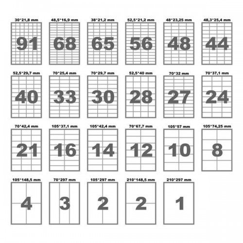 Етикетка A4 - 56 штук на аркуші 52,2x21,2 (100 аркушів)