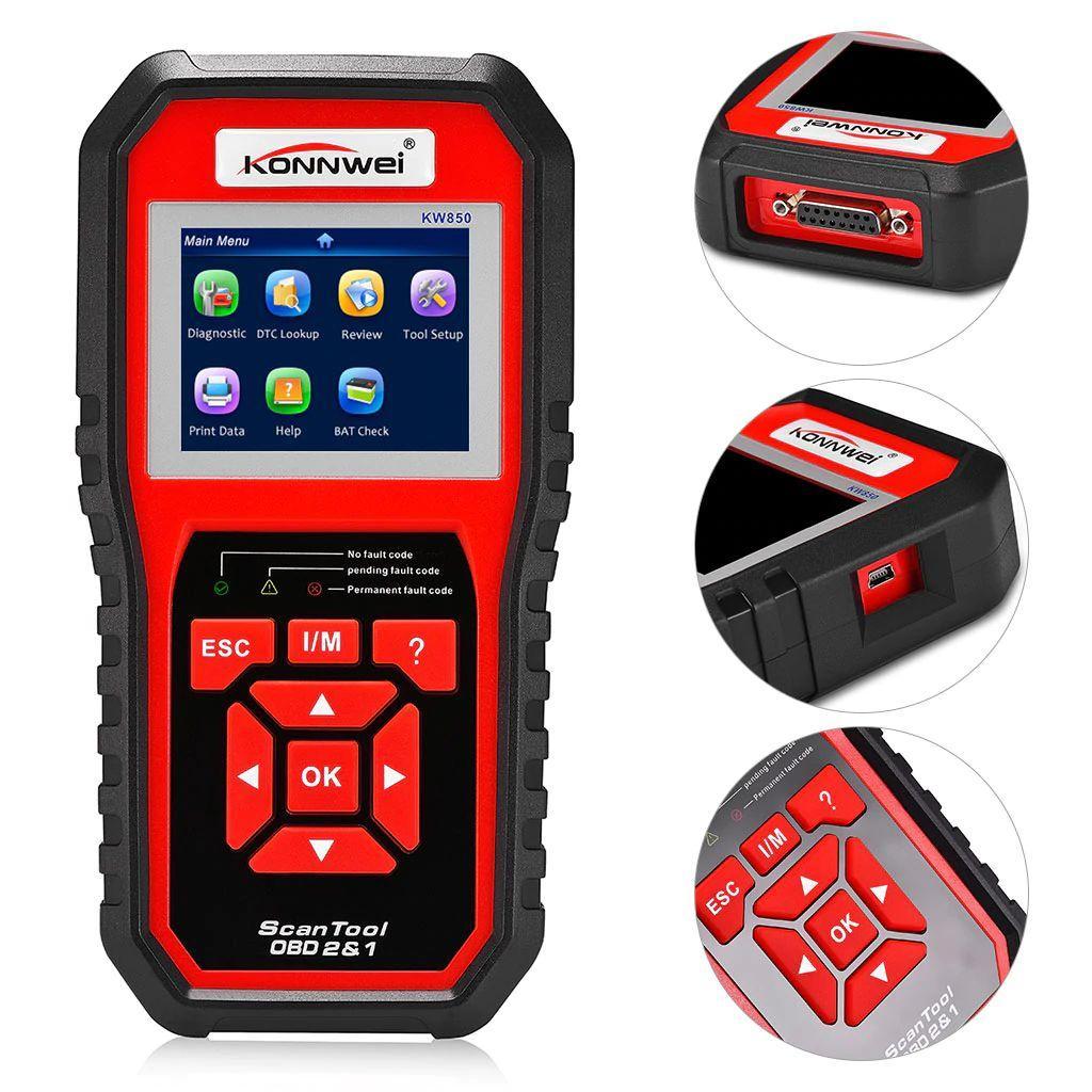 Професійний автотестер автосканер OBD-II і CAN сканер Konnwei 2.8" TFT друк ПК 2.8" TF (версія 2025 г